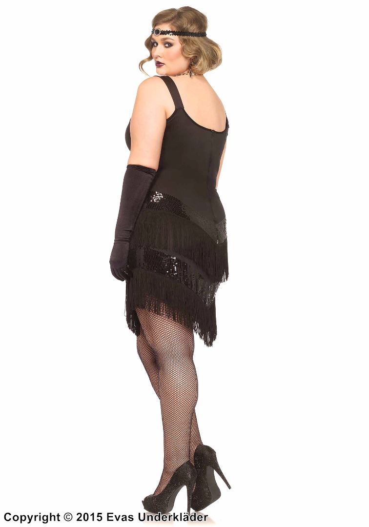 Glamourös flapper-klänning, maskeraddräkt, plus size